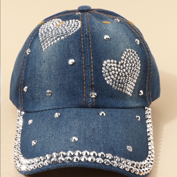 Heart Rhinestone Baseball Cap - Picture 2 of 3